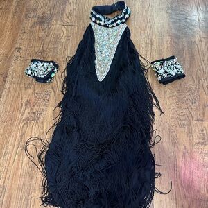 Black Fringe Dress with Beaded Accents